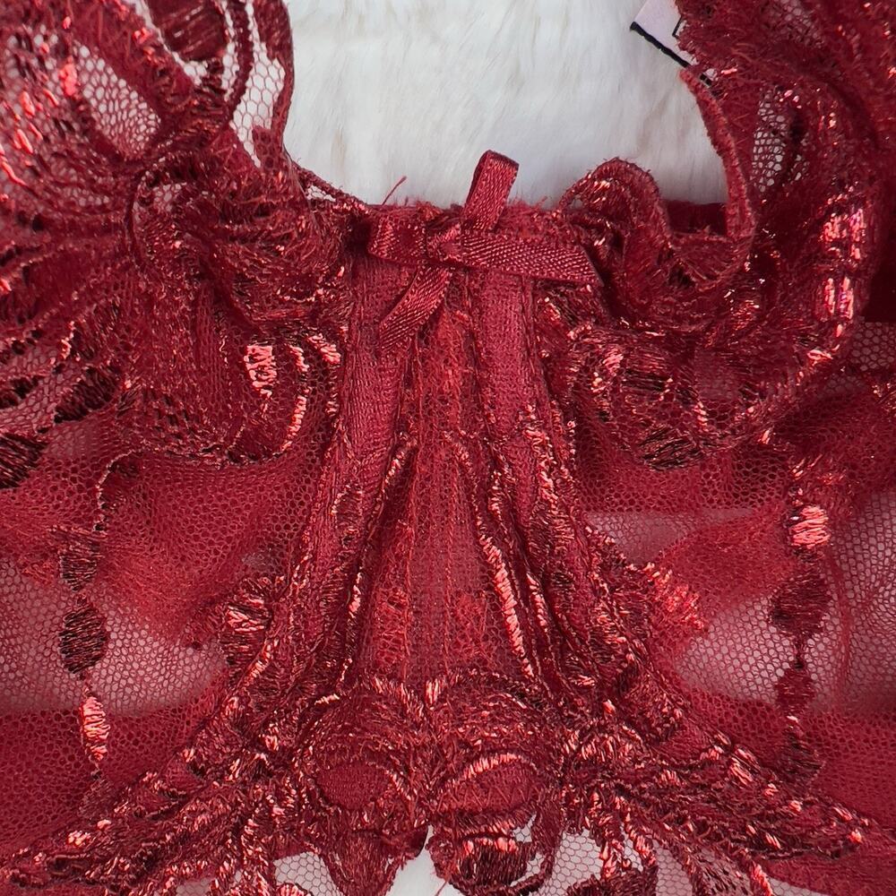 Victoria’s Secret Dream Angels Embroidered‎ Mesh Push-Up Bra Red Size 34B NWT - Picture 4 of 10